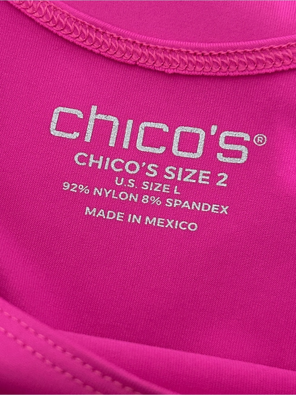 Chico’s Women’s Sleeveless Tank Top Pink Stretch Nylon Chicos Size 2 - Large - Picture 2 of 3